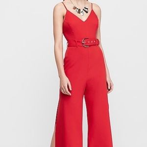 Red Express Belted Wide Leg Jumpsuit